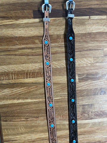 Tooled Hatbands with Turquoise Stones